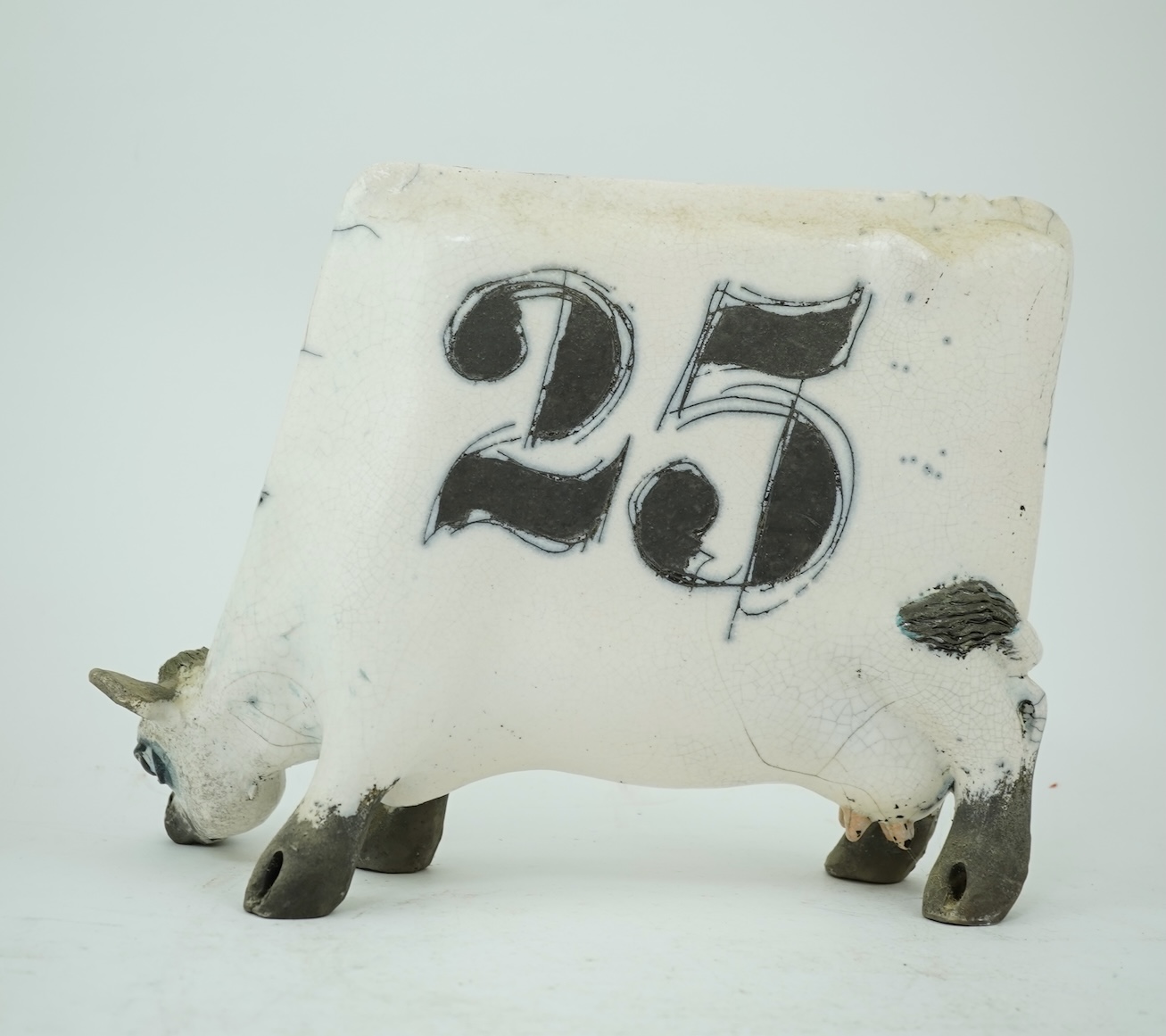 Lawson E Rudge (b. 1936): A raku fired pottery cow